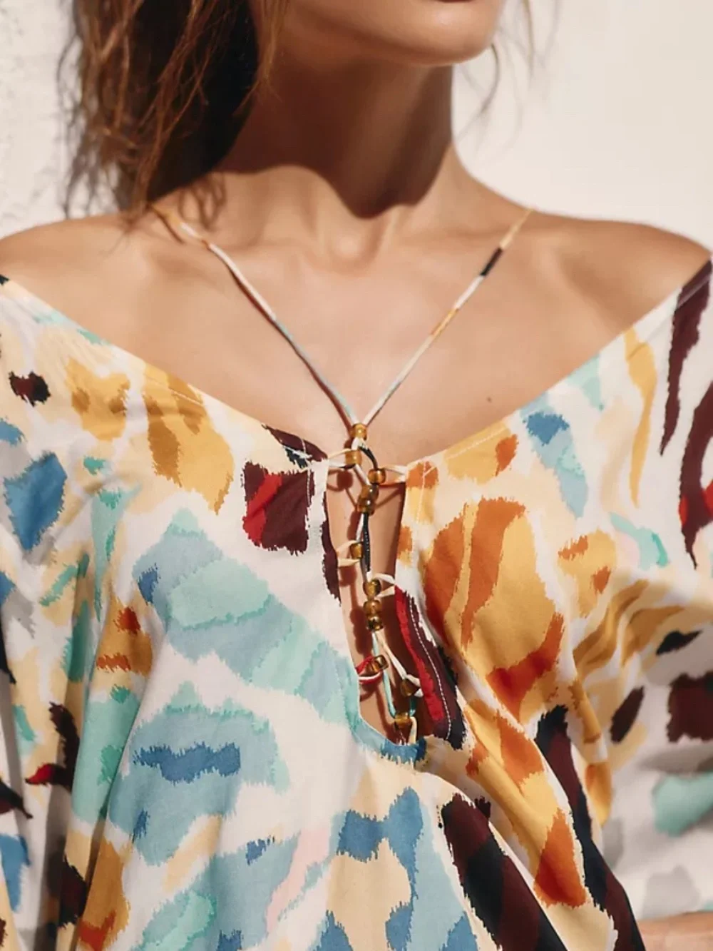 NWT By Anthropologie Printed Beach Cover Up Dress | Swim Coverup - Picture 3 of 7